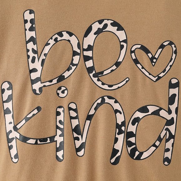 GIRLS BE KIND GRAPHIC TEE AND LEOPARD LINED JEANS SET - Picture 2 of 5